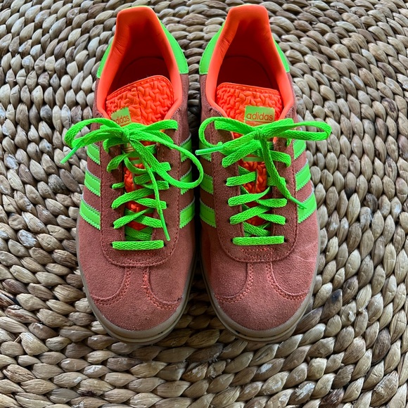 Adidas Gazelle Bold - Orange/Green Size 7 Womens - Picture 3 of 5